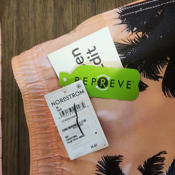 Open Edit Recycled Swim Trunks in Palm Trees Ombre NWT Black Med - Picture 5 of 8